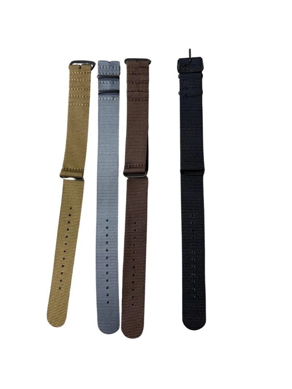 Nylon Watch Bands Adjustable Military Style Straps Assorted Colors Lot of 4